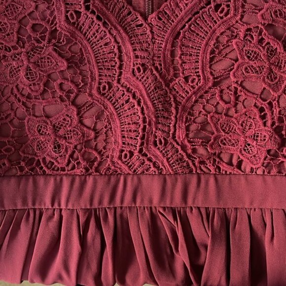 Lulus Angel in Disguise Burgundy Lace Skater Dress - Lace Mini - Small - Picture 9 of 15